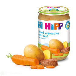 Зеленчуково пюре - HIPP - зеленчуц и телешко месо - 220гр.