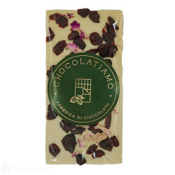Шоколад - Gelatiamo - бял с боровинки и роза - 80гр.