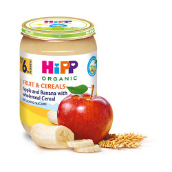 Плодово пюре - HIPP - банан и ябълка с пълнозърнести култури - 125гр.