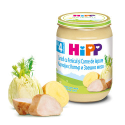 Зеленчуково пюре - HIPP - картофи с копър и заешко месо - 190гр.